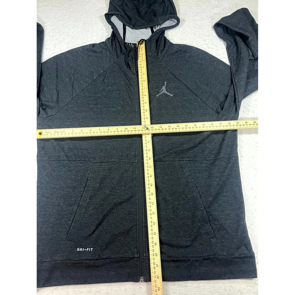 Jordan Dri Fit Hoodie Mens XL Charcoal Gray Full Zip Jumpman Logo Raglan Sleeve